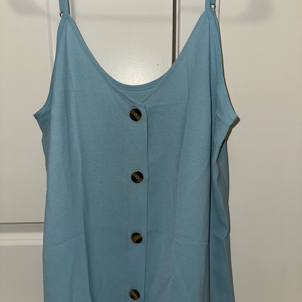SHEIN Blue Sleeveless Fake Buttons Camisole Tank Top